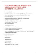 PSYCH AND MENTAL HEALTH NUR 162 EXAM QUESTIONS WITH COMPLETE SOLUTIONS 