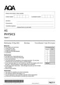 AQA AS LEVEL PHYSICS PAPER 1 MAY 2025 QUESTION PAPER 7407&sol;1