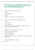 VTT 254 Equine Medicine Exam with accurate detailed answers 
