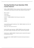 Nursing Nutrition Exam Questions With Correct Answers&period;