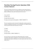 Nutrition Nursing Practice Questions With Correct Answers 