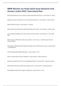 BMW Member ASE Study Guide Exam Questions and Answers &vert; Latest 2025 &vert; Guaranteed Pass
