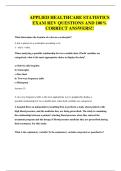 APPLIED HEALTHCARE STATISTICS EXAM REV QUESTIONS AND 100&percnt; CORRECT ANSWERS