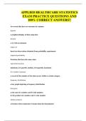 APPLIED HEALTHCARE STATISTICS EXAM PRACTICE QUESTIONS AND 100&percnt; CORRECT ANSWERS