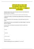 APPLIED HEALTHCARE STATISTICS 2025 EXAM QUESTIONS AND 100&percnt; CORRECT ANSWERS