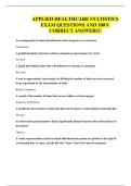 APPLIED HEALTHCARE STATISTICS EXAM QUESTIONS AND 100&percnt; CORRECT ANSWERS
