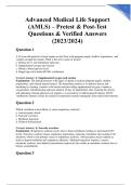 Advanced Medical Life Support &lpar;AMLS&rpar; &ndash; Pretest & Post-Test Questions & Verified Answers &lpar;2023&sol;2024&rpar;