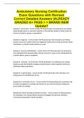 Ambulatory Nursing Certification Exam Questions with Revised Correct Detailed Answers &vert;ALREADY GRADED A&plus; PASS > > BRAND NEW Update&excl;&excl;