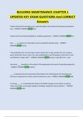 BUILDING MAINTENANCE CHAPTER 1  UPDATED KEY EXAM QUESTIONS And CORRECT  Answers