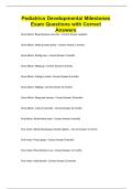 Pediatrics Developmental Milestones Exam Questions with Correct Answers