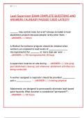 Lead Supervisor Exam 2025&colon; Complete Questions & Answers &vert; Already Passed