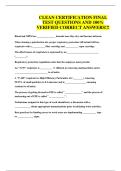 CLEAN CERTIFICATION FINAL TEST QUESTIONS AND 100&percnt; VERIFIED CORRECT ANSWERS