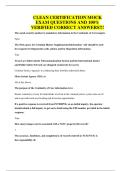 CLEAN CERTIFICATION MOCK EXAM QUESTIONS AND 100&percnt; VERIFIED CORRECT ANSWERS