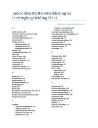 Index sleutelwoorden Identiteitsonwikkeling en Leerlingbegeleiding H1t/m4