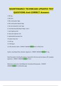 MAINTENANCE TECHNICIAN UPDATED TEST  QUESTIONS And CORRECT Answers 