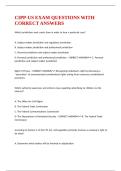 CIPP&sol;US EXAM QUESTIONS WITH CORRECT ANSWERS 