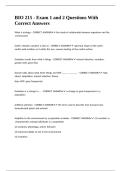 BIO 215 - Exam 1 and 2 Questions With Correct Answers&period;
