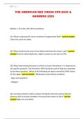THE AMERICAN RED CROSS CPR QUIZ & ANSWERS 2025