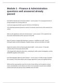 Module 1 - Finance & Administration questions well answered already passed