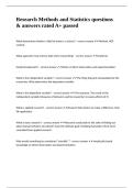 Research Methods and Statistics questions & answers rated A&plus; passed