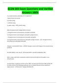ECON 203 Exam Questions and Verified Answers 100&percnt;