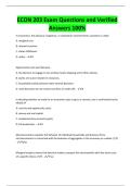 ECON 203 Exam Questions and Verified Answers 100&percnt;