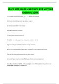 ECON 203 Exam Questions and Verified Answers 100&percnt;
