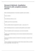 Research Methods&colon; Qualitative Research with complete answers passed