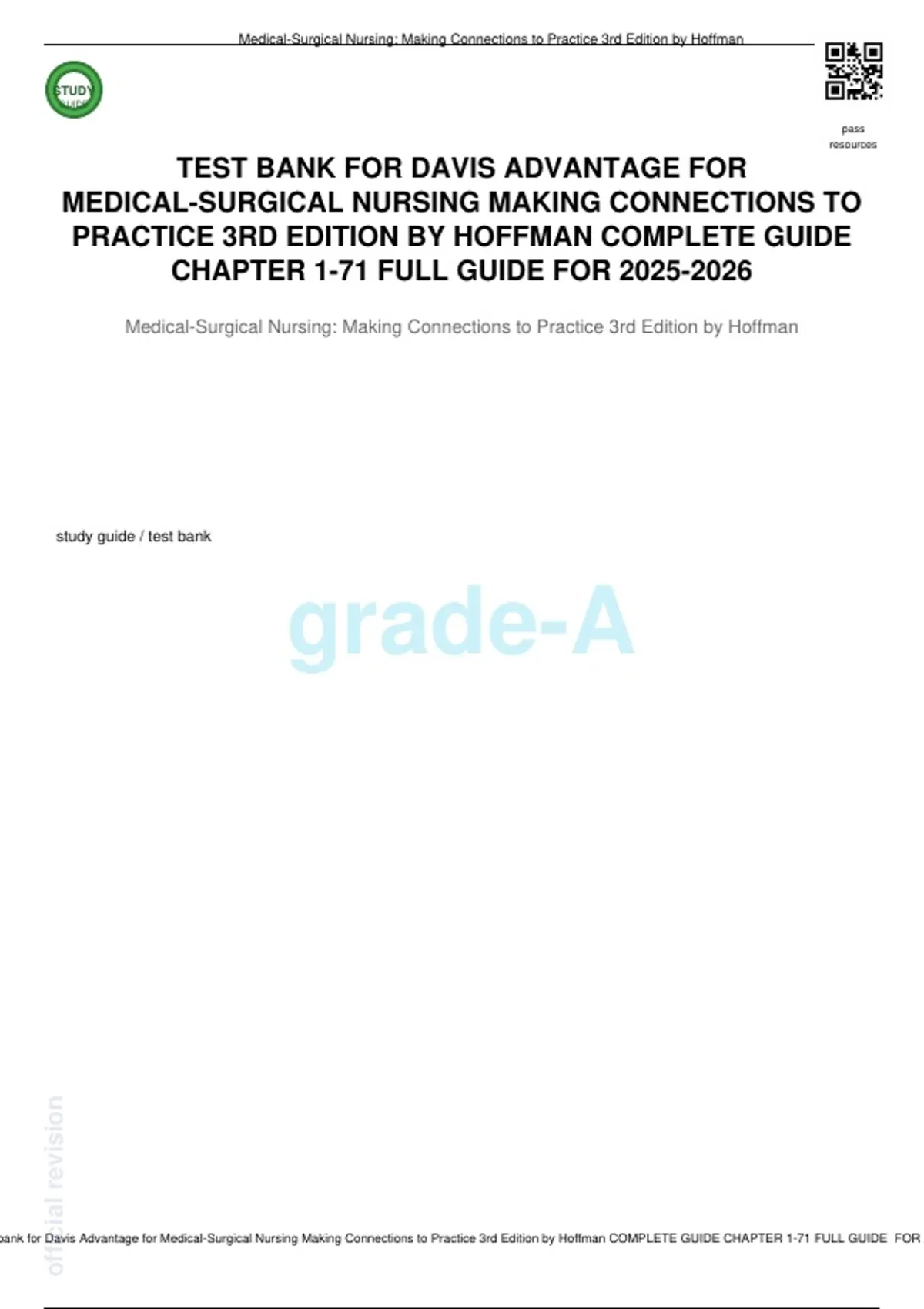 Summary DAVIS ADVANTAGE FOR MEDICAL-SURGICAL NURSING MAKING CONNECTIONS ...