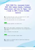 WGU D469 Pre- Assessment &lpar;Latest 2025&sol; 2026 Update&rpar; Quality&comma; Continuous Improvement&comma; and Lean Six Sigma &vert; Q&sol;A &vert; Grade A&vert; 100&percnt; Correct &lpar;Verified Answers&rpar;