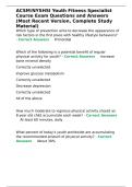 ACSM NYSHSI Youth Fitness Specialist Course Exam Questions and Answers &lpar;Most Recent Version