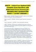 ABSITE - Critical Care Updated 2025 Complete Exam Questions with Elaborated Correct Answers&vert;&vert;A&plus; GRADED&vert;&vert;100&percnt; GUARANTEED PASS&excl;&excl;&excl;<<LATEST VERSION>>