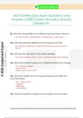 ACE Certification Exam Questions and  Answers &lpar;100&percnt; Correct Answers&rpar; Already  Graded A&plus;
