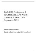 LML4802 Assignment 1 &lpar;COMPLETE ANSWERS&rpar; Semester 2 2025 - DUE September 2025