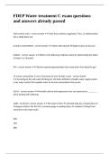 FDEP Water treatment C exam questions and answers already passed