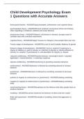 Child Development Psychology Exam 1 Questions with Accurate Answers