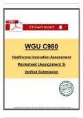WGU C980 A3 &ndash; Healthvana Innovation Assessment Worksheet &vert; Verified 2025 Submission
