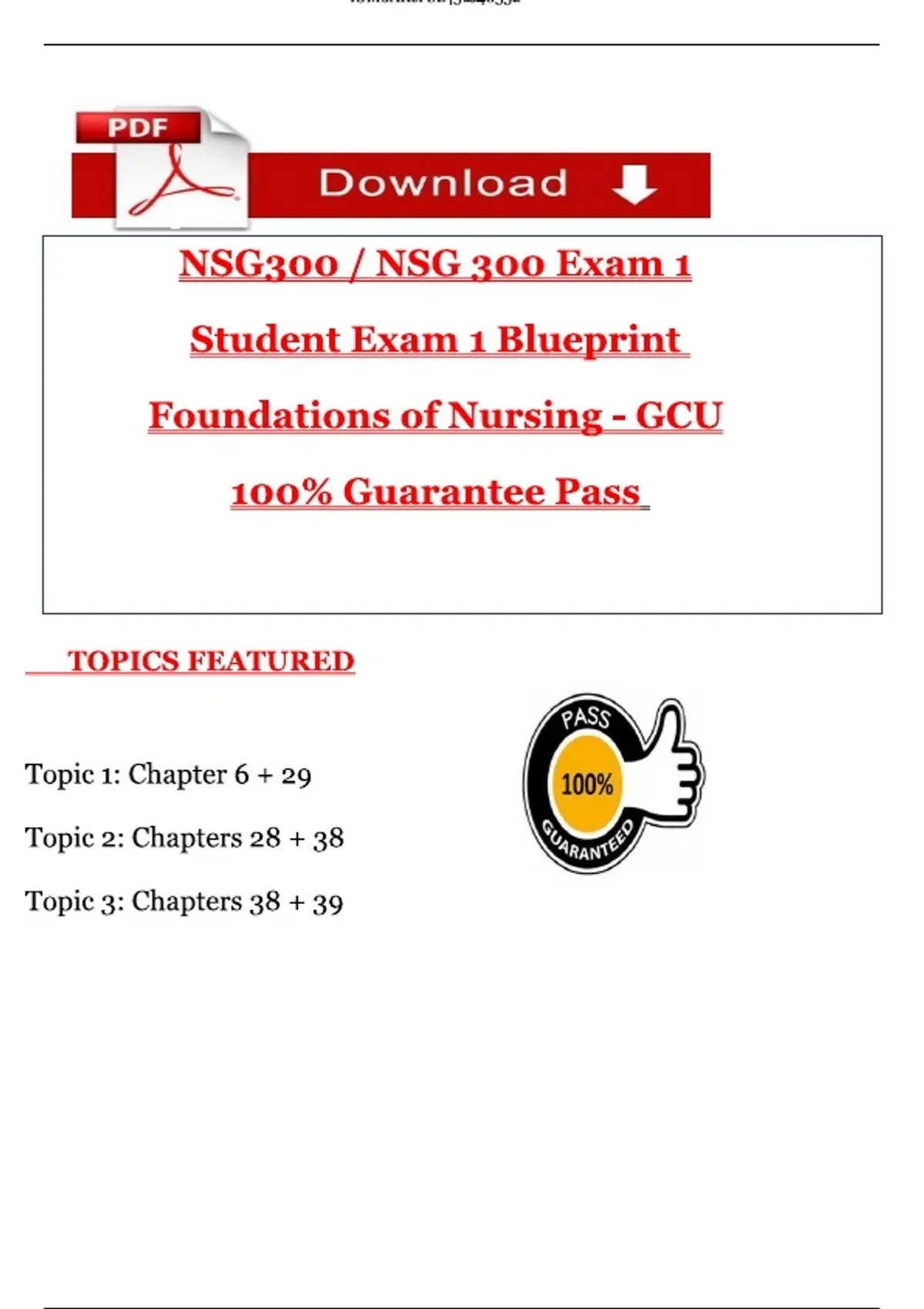 Foundations of Nursing – NSG 300 – Exam 1 Blueprint – Grand Canyon ...