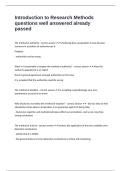 Introduction to Research Methods questions well answered already passed