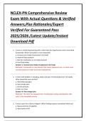 NCLEX-PN Comprehensive Review Exam With Actual Questions & Verified Answers&comma;Plus Rationales&sol;Expert Verified For Guaranteed Pass 2025&sol;2026 &sol;Latest Update&sol;Instant Download Pdf