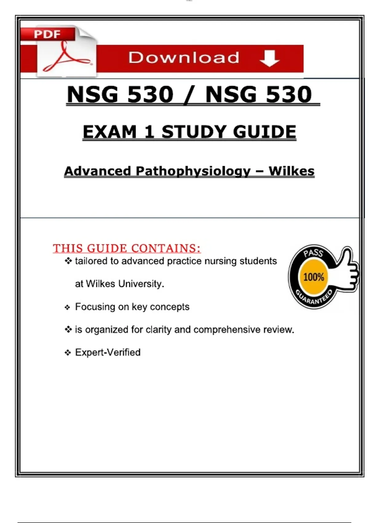 Advanced Pathophysiology – NSG 530 – Exam 1 Study Guide – Wilkes ...