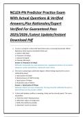 NCLEX-PN Predictor Practice Exam With Actual Questions & Verified Answers&comma;Plus Rationales&sol;Expert Verified For Guaranteed Pass 2025&sol;2026 &sol;Latest Update&sol;Instant Download Pdf