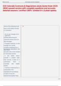 CCR Colorado Contracts & Regulations study Guide Exam 2025 2026newest version with complete questions and accurate  detailed answers verified 100&percnt; Graded A&plus;&vert;&vert;Latest update 