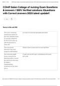 COMP Galen College of nursing Exam Questions & Answers &vert; 100&percnt; Verified solutions &vert;Questions with Correct Answers 2025 latest update&excl;&excl;