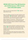 NRCME DOT &lpar;National Registry of Certified Medical Examiners&rpar;Exams PACKAGE DEAL &vert; BUNDLE contains the Latest 2025&sol;2026 exams&comma; practice test&comma; exam prep&comma; test bank&comma; review and updated study guide - Everything you need to pass NRCME DOT is here&excl;&excl;