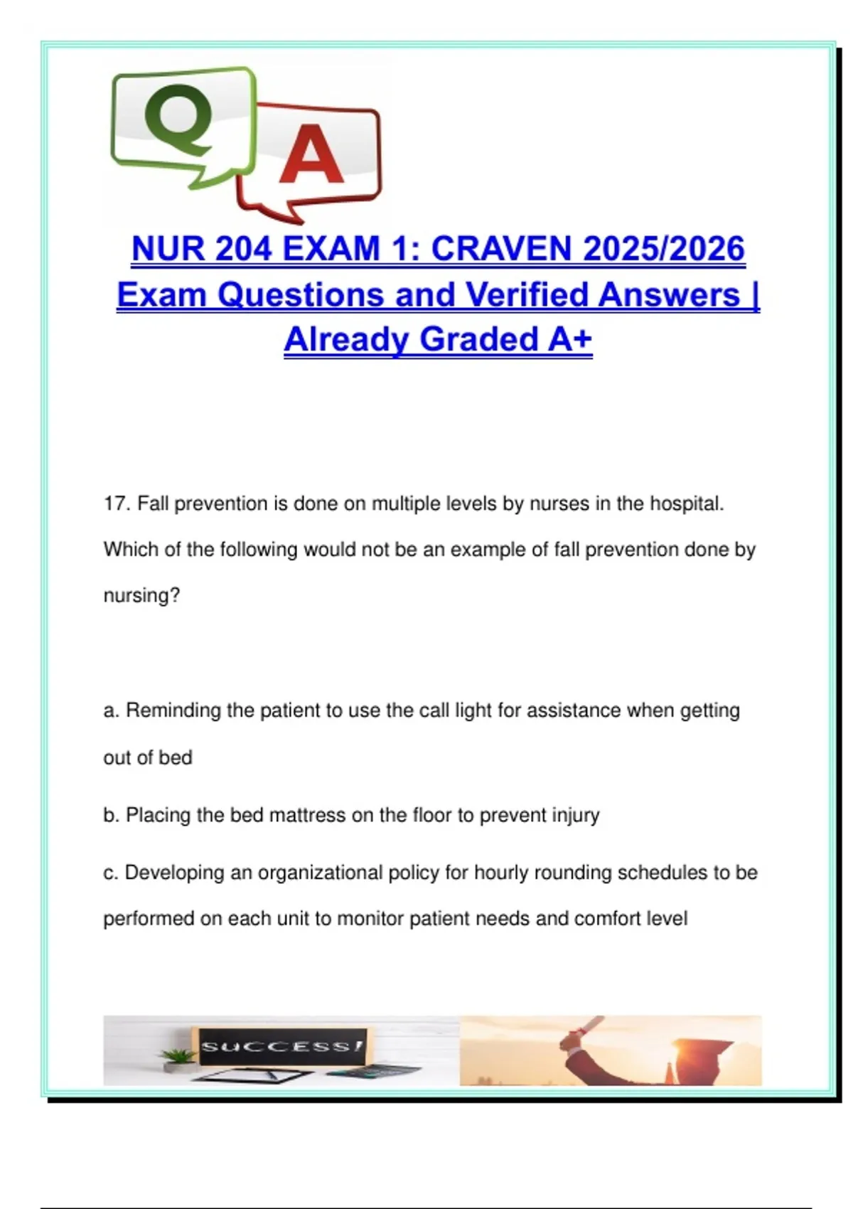 NUR 204 Exam 1 2025/2026 – 100+ Verified Questions & Answers on ...