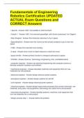 Fundamentals of Engineering Robotics Certification UPDATED ACTUAL Exam Questions and CORRECT Answers