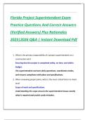 Florida Project Superintendent Exam  Practice Questions And Correct Answers  &lpar;Verified Answers&rpar; Plus Rationales  2025&vert;2026 Q&A &vert; Instant Download Pdf 