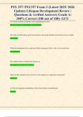 PSY 357&sol; PSY357 Exam 3 &lpar;Latest 2025&sol; 2026  Update&rpar; Lifespan Development Review &vert;  Questions & verified Answers&vert; Grade A&vert;  100&percnt; Correct &lpar;100 out of 100&rpar;- GCU