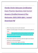 Florida Victim Advocate Certification  Exam Practice Questions And Correct  Answers &lpar;Verified Answers&rpar; Plus  Rationales 2025&vert;2026 Q&A &vert; Instant  Download Pdf 